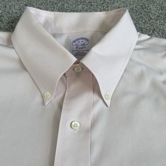 Brooks Brothers Classic Non Iron Dress Shirt Mens Supima Cotton Pink Size 18-36 - Picture 4 of 10